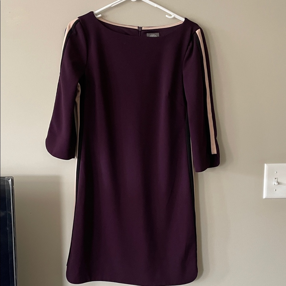 Vince Camuto Plum Long Sleeve Dress with Pink Stripes